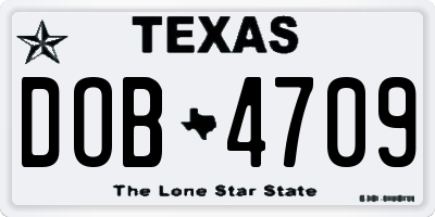 TX license plate DOB4709