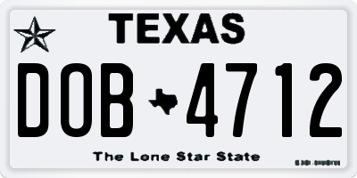 TX license plate DOB4712