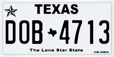 TX license plate DOB4713