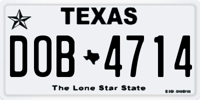 TX license plate DOB4714