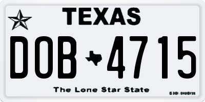 TX license plate DOB4715