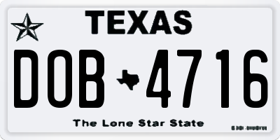 TX license plate DOB4716