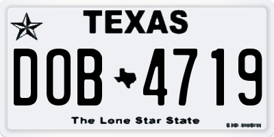 TX license plate DOB4719