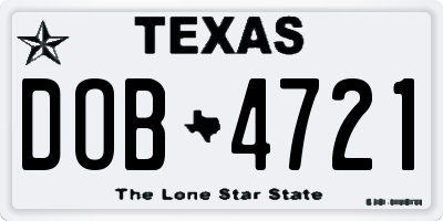 TX license plate DOB4721