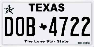 TX license plate DOB4722