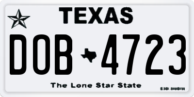 TX license plate DOB4723