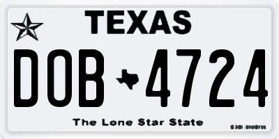 TX license plate DOB4724