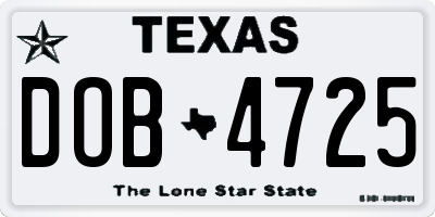 TX license plate DOB4725