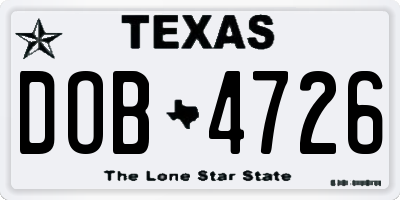 TX license plate DOB4726