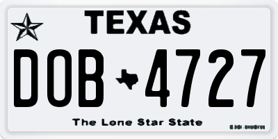 TX license plate DOB4727