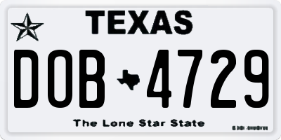 TX license plate DOB4729