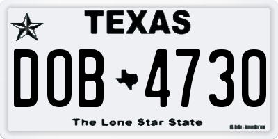 TX license plate DOB4730
