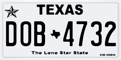 TX license plate DOB4732