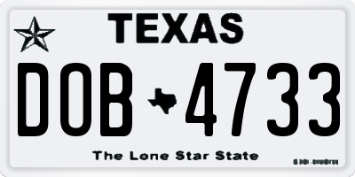 TX license plate DOB4733