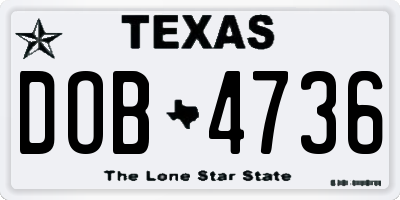 TX license plate DOB4736