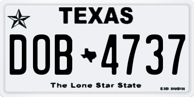 TX license plate DOB4737