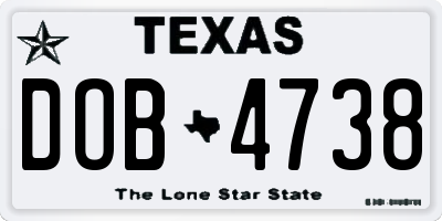 TX license plate DOB4738