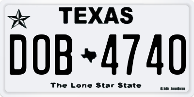 TX license plate DOB4740