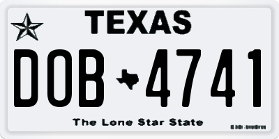 TX license plate DOB4741