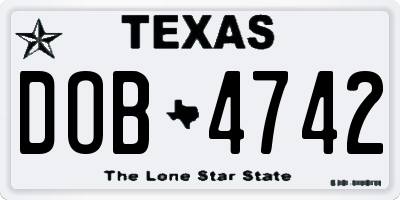 TX license plate DOB4742