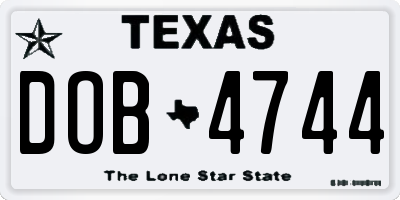 TX license plate DOB4744