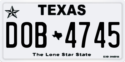 TX license plate DOB4745