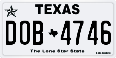 TX license plate DOB4746