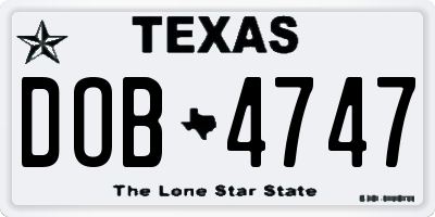 TX license plate DOB4747