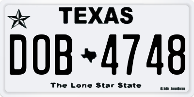 TX license plate DOB4748