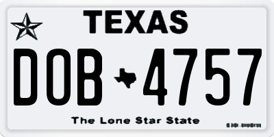 TX license plate DOB4757
