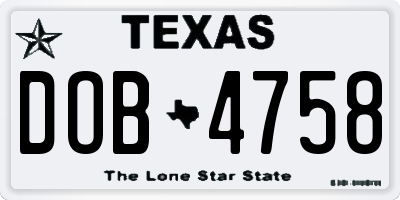 TX license plate DOB4758