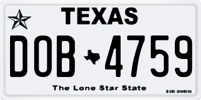 TX license plate DOB4759