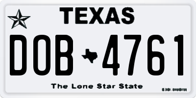 TX license plate DOB4761