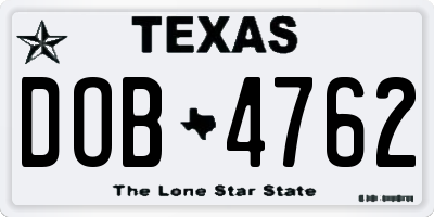TX license plate DOB4762