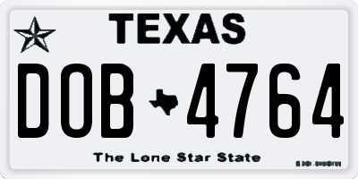 TX license plate DOB4764