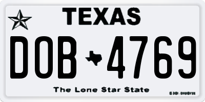 TX license plate DOB4769