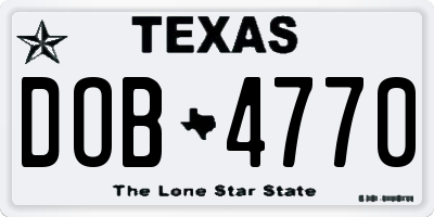 TX license plate DOB4770