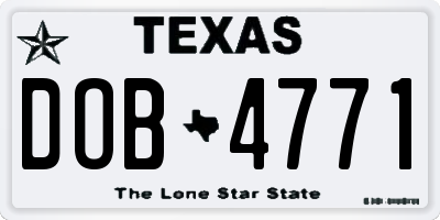 TX license plate DOB4771