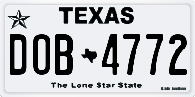 TX license plate DOB4772