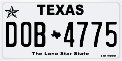 TX license plate DOB4775