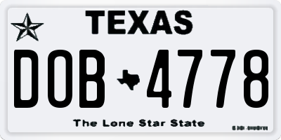 TX license plate DOB4778
