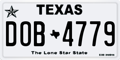 TX license plate DOB4779