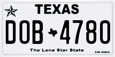 TX license plate DOB4780