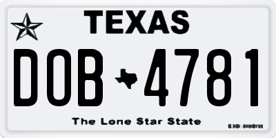 TX license plate DOB4781
