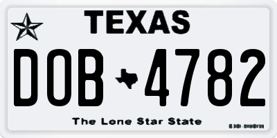 TX license plate DOB4782