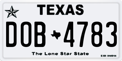 TX license plate DOB4783