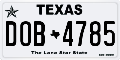 TX license plate DOB4785