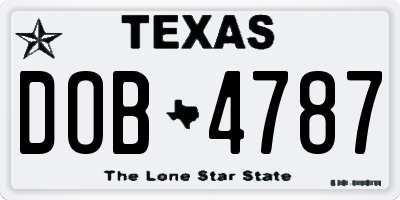 TX license plate DOB4787