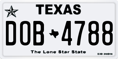 TX license plate DOB4788