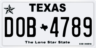 TX license plate DOB4789